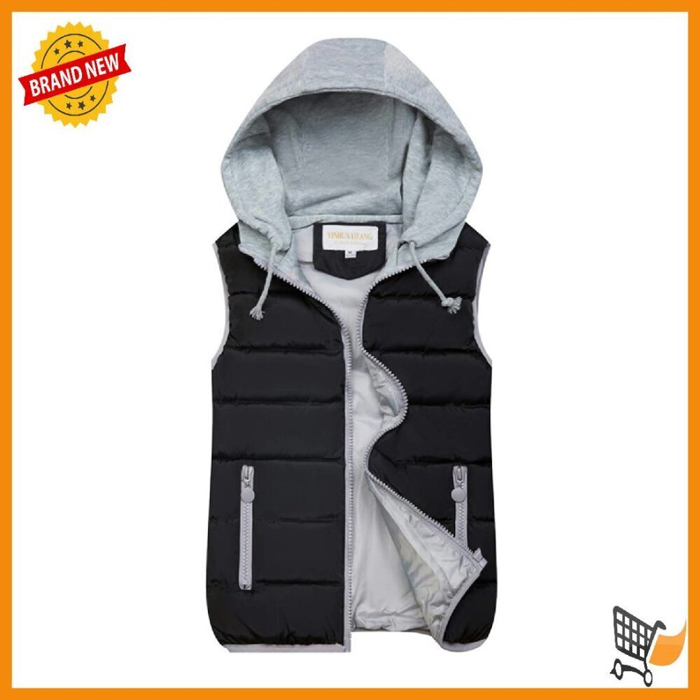 Women's Quilted Puffer Vest with Hood, Zip Up, Warm Winter Outerwear